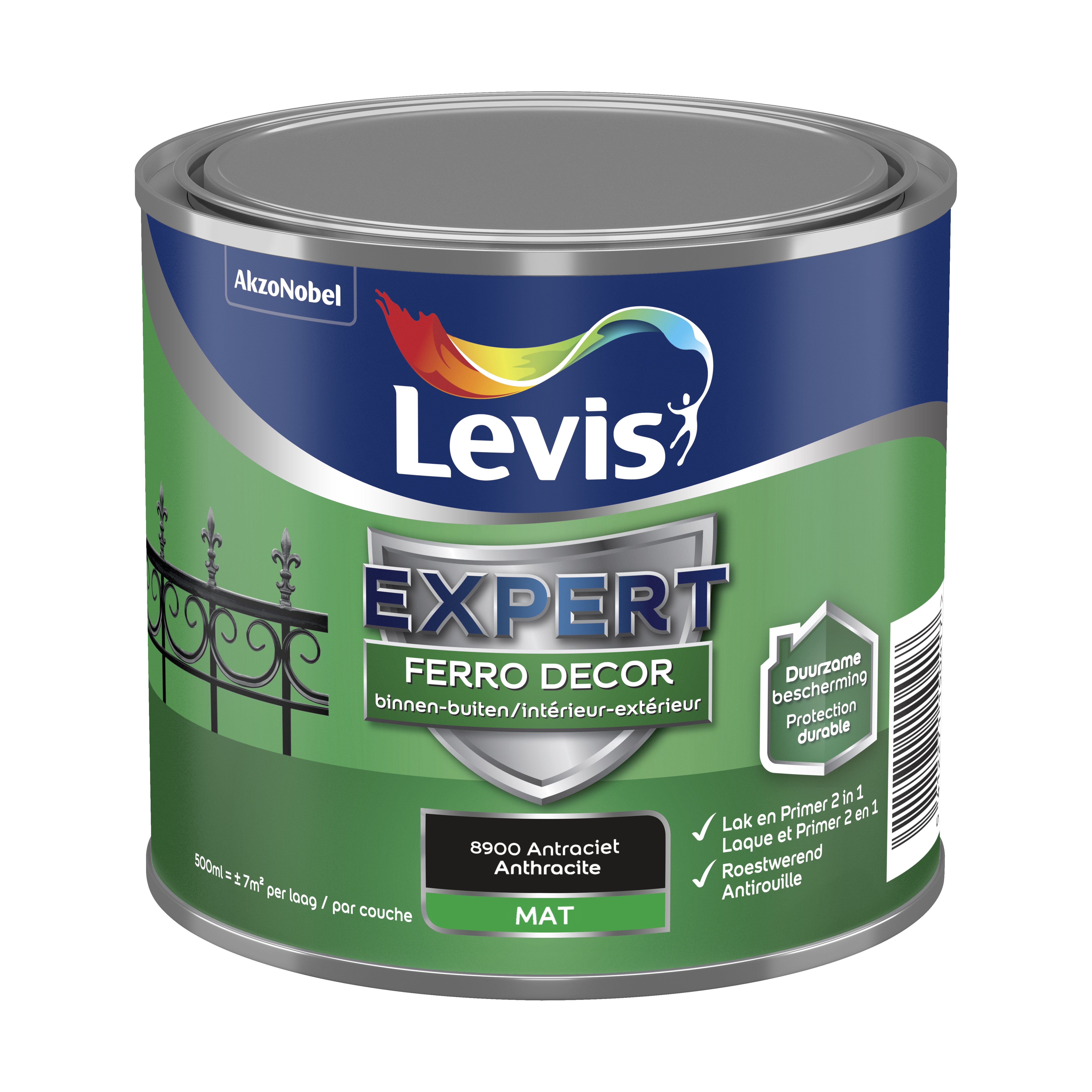 Roestwerende Ferro Decor Mat Zwart Brillant 500 Ml