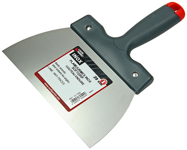 PLAMUURMES RVS BREED 20CM MET AFGEROND MES EN SOFTGRIP