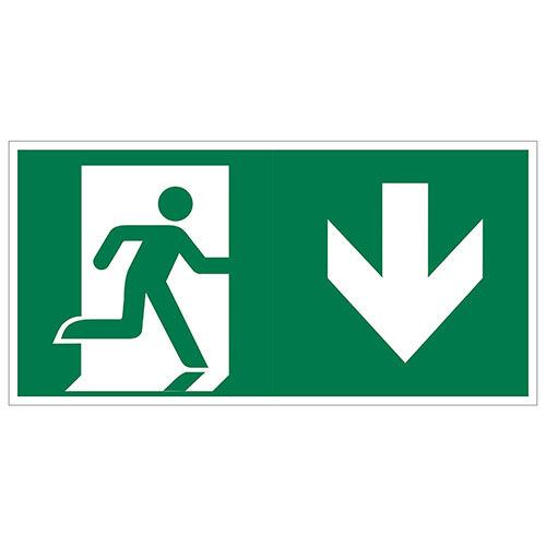 Pictogram 15x30cm Vluchtweg Naar Beneden