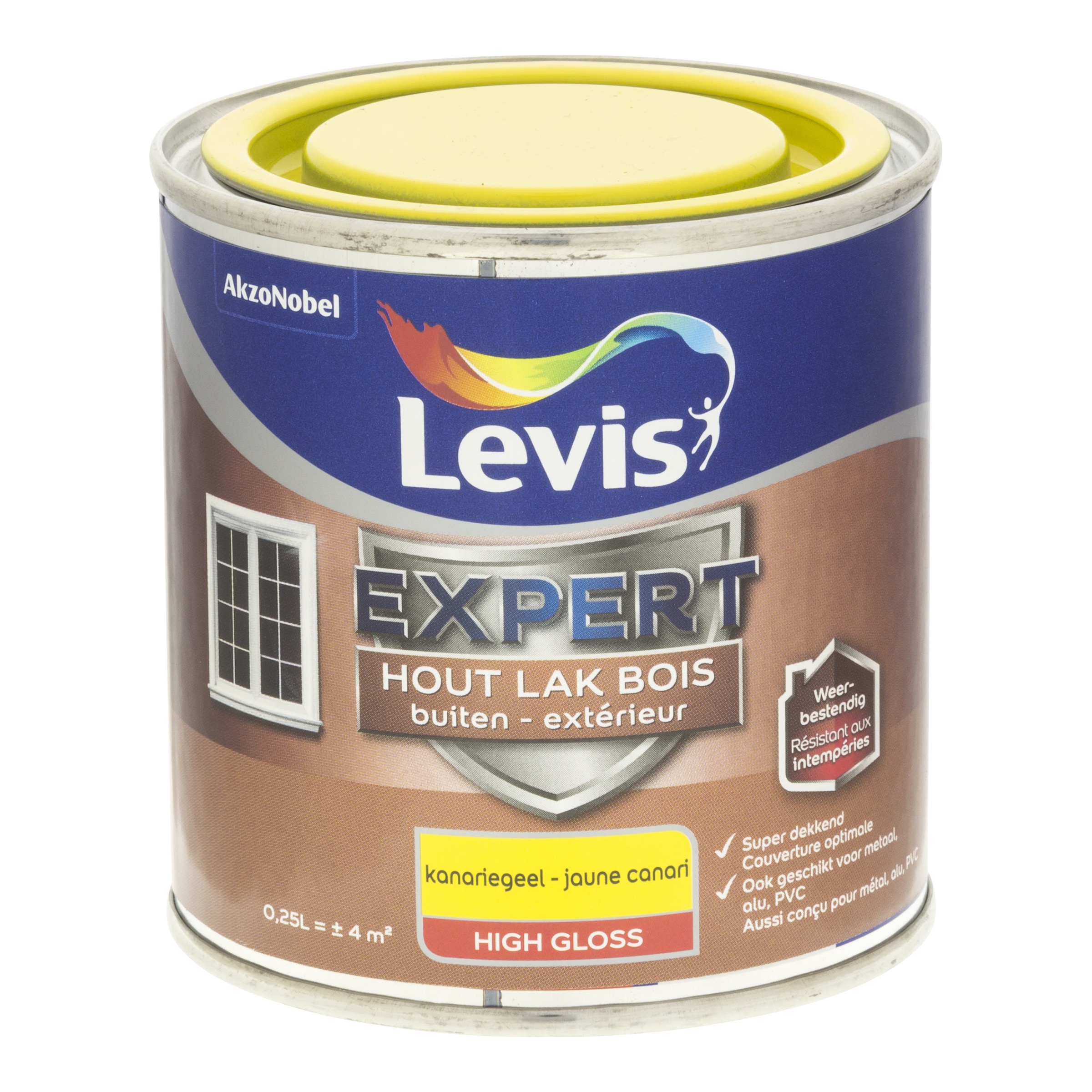 Lak Expert Hout Buiten High Gloss Kanariegeel 250 Ml