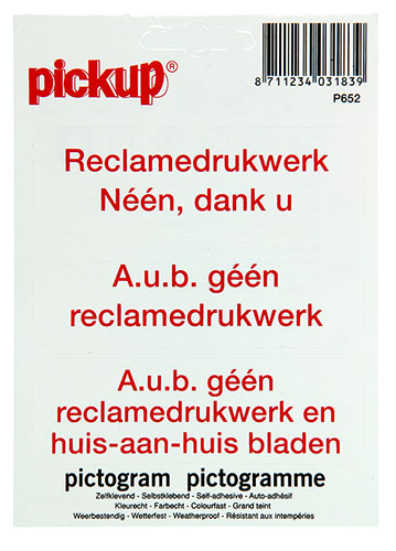 PICTOGRAM 10X10CM ''GEEN RECLAMEDRUKWERK''