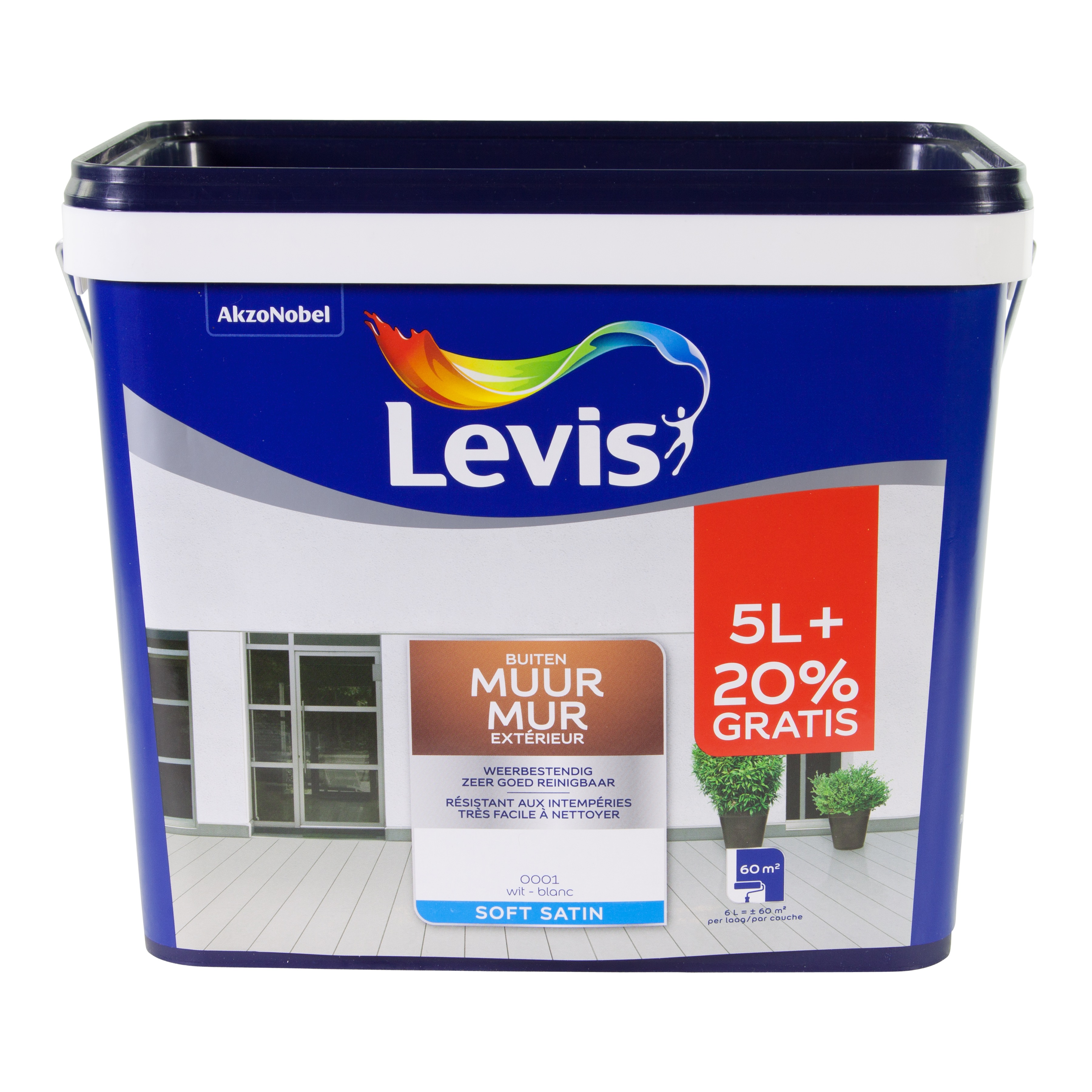 Muurverf Muur Buiten Wit Satin 6l