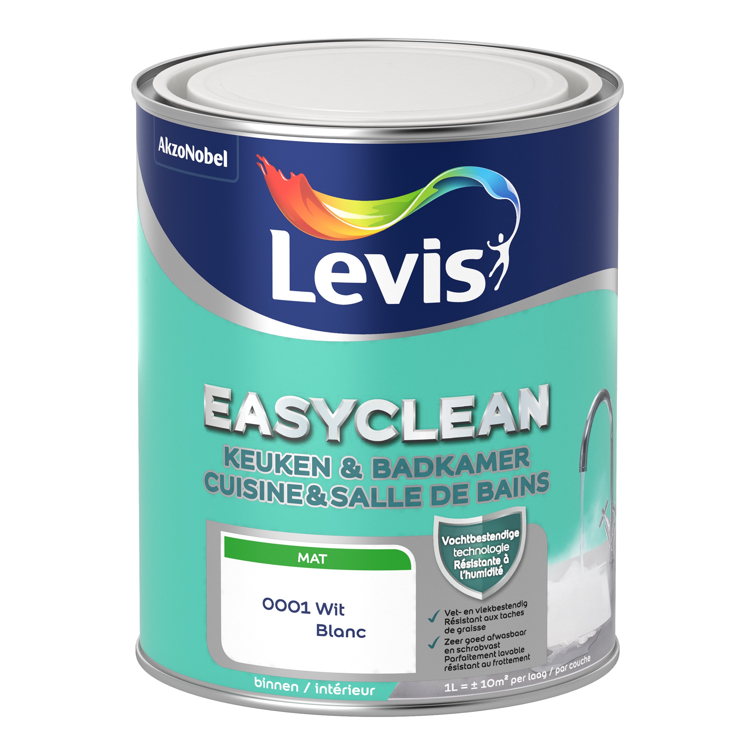MUURVERF EASYCLEAN KEUKEN & BADKAMER WIT 1 L