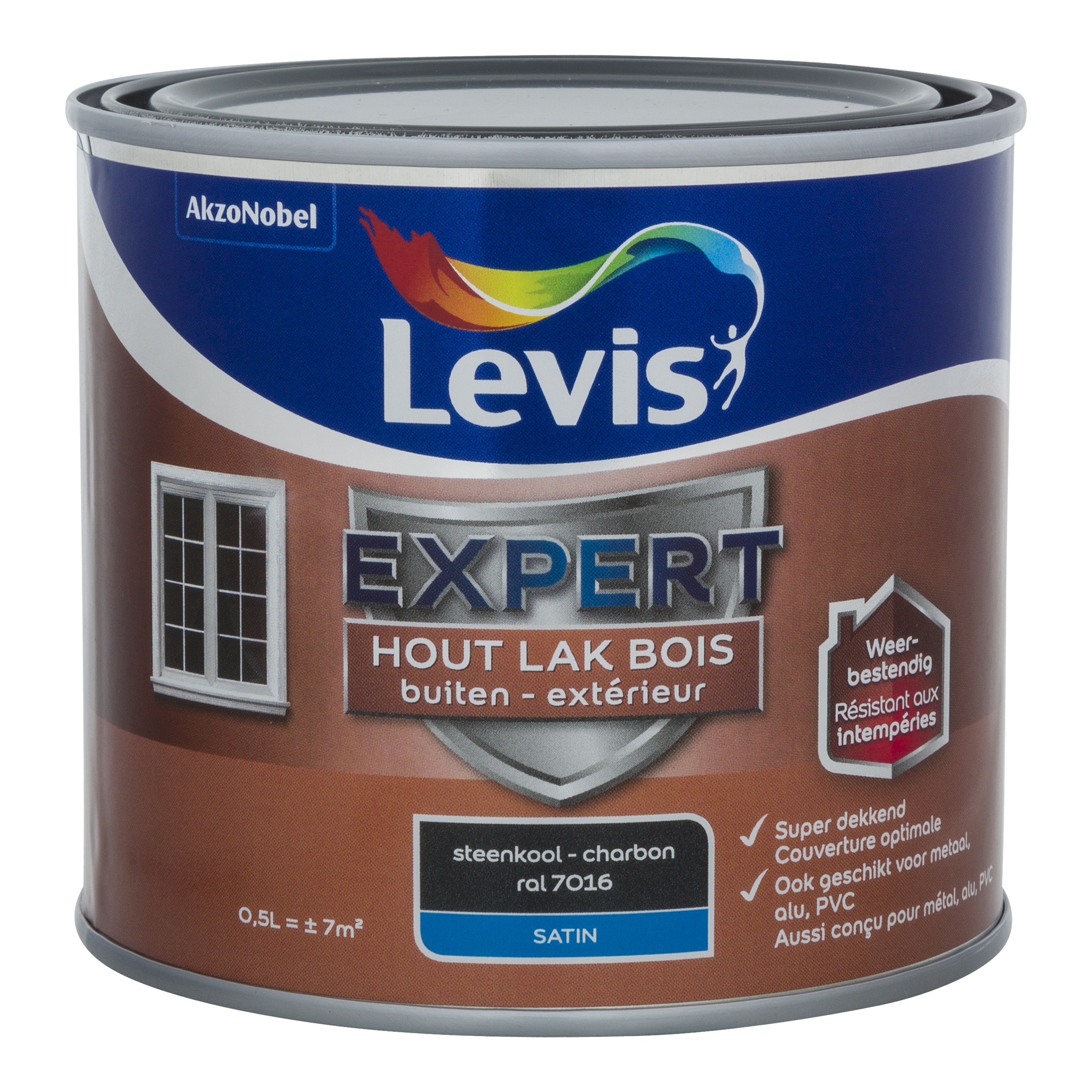 Lak Expert Hout Buiten Satin 500 Ml Steenkool