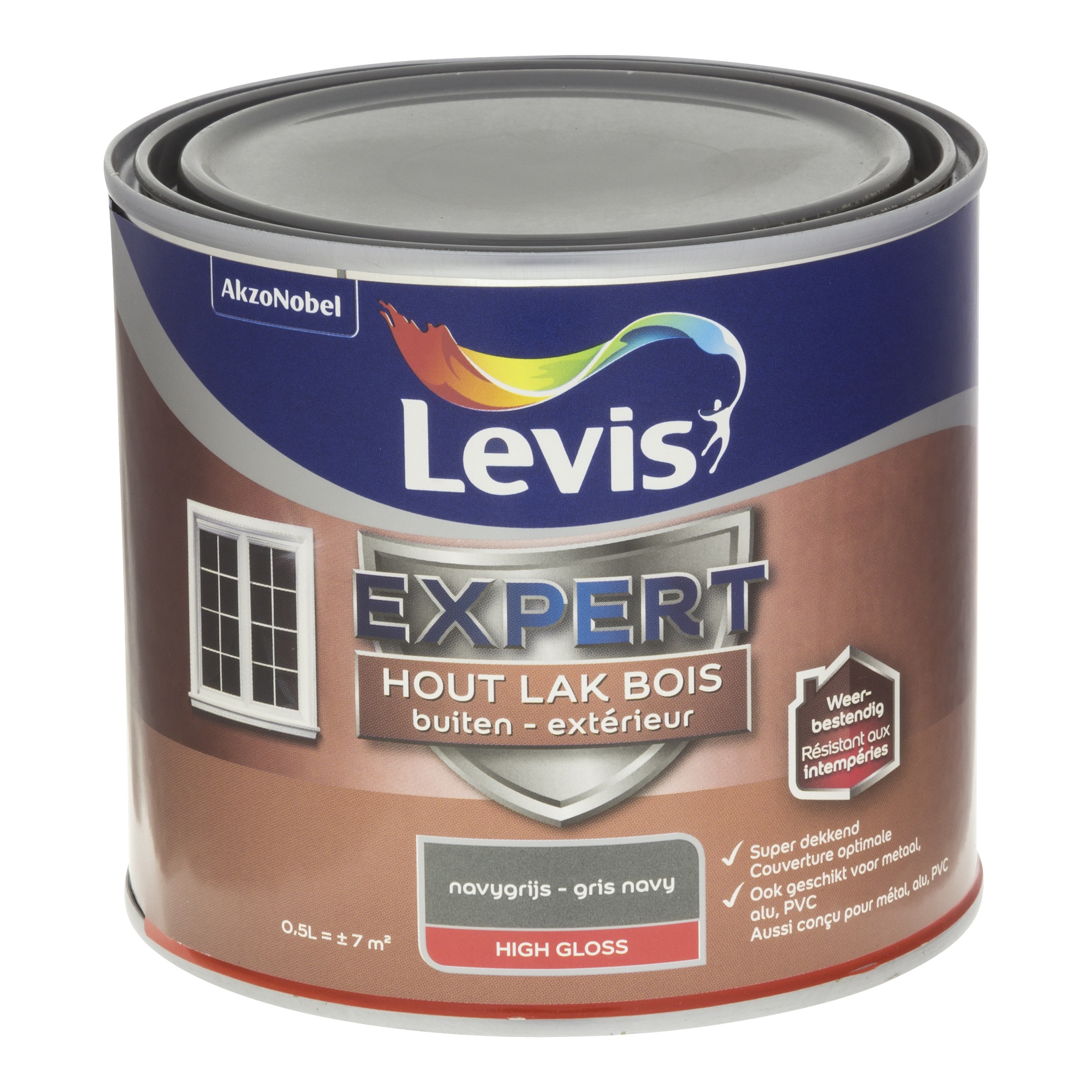 LAK EXPERT HOUT BUITEN HIGH GLOSS NAVYGRIJS 500 ML