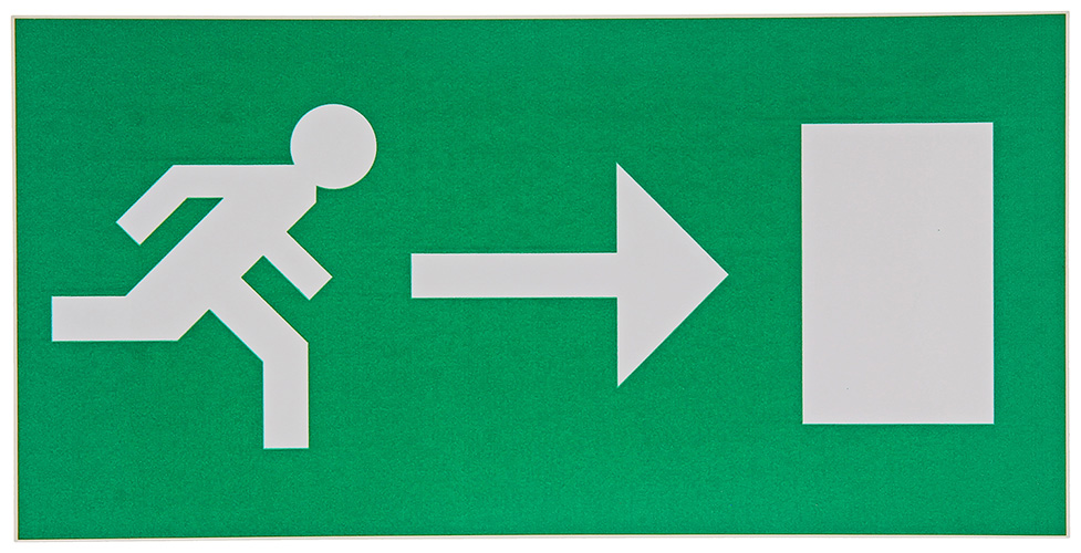 PICTOGRAM 10X20CM NOODUITGANG NAAR RECHTS
