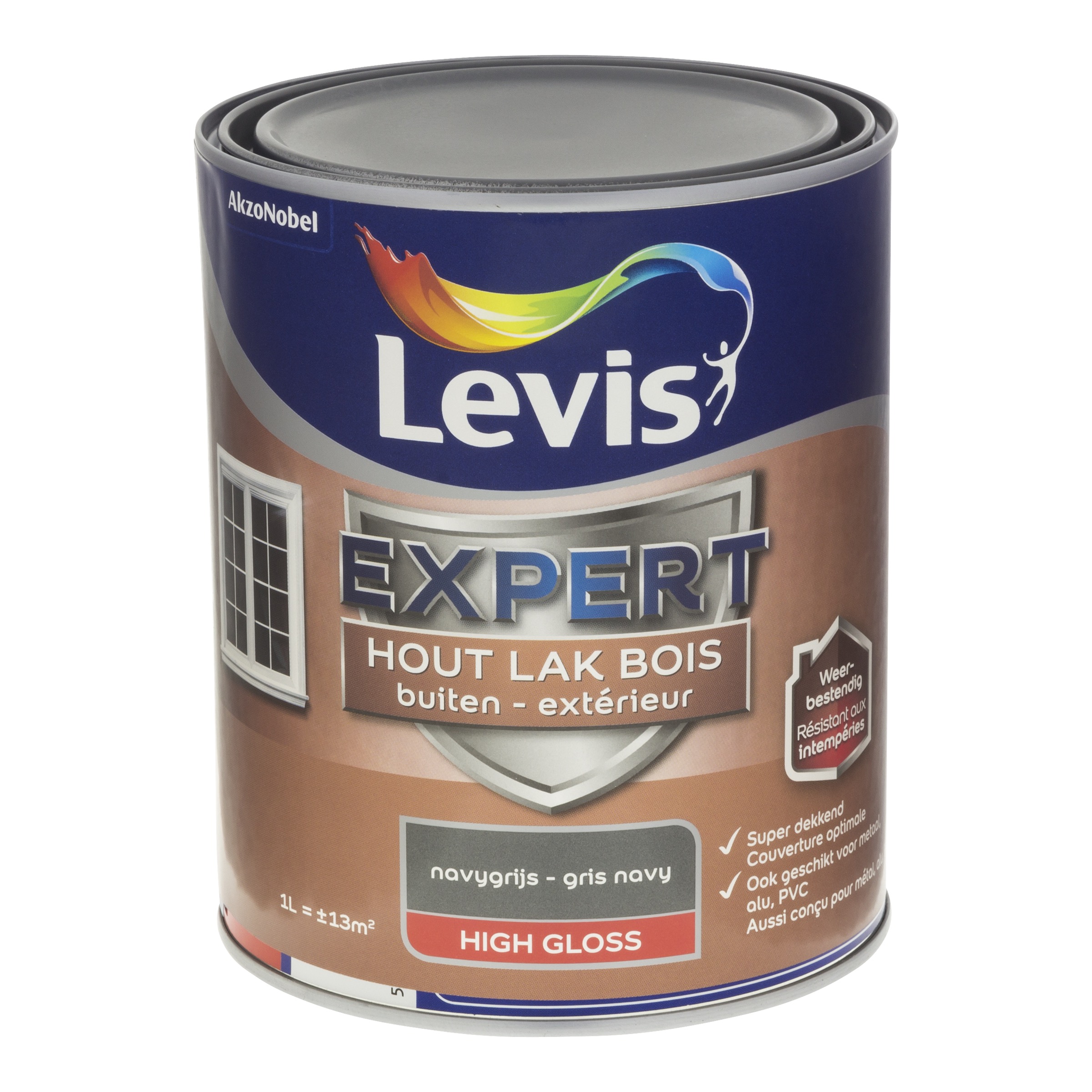 LAK EXPERT HOUT BUITEN HIGH GLOSS NAVYGRIJS 1 L