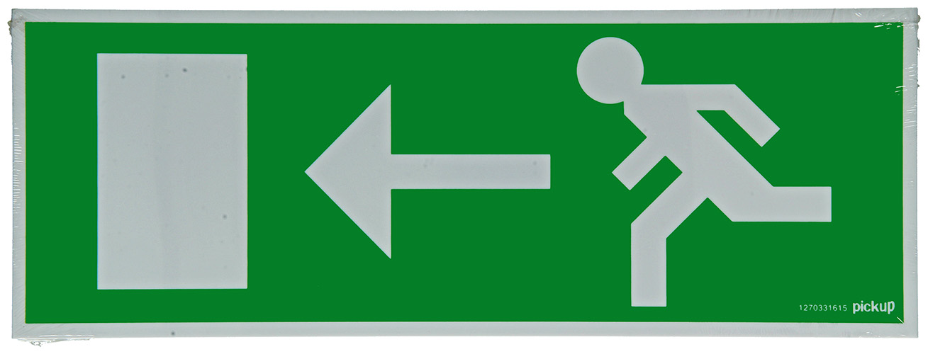 PICTOGRAM 33X12CM NOODUITGANG PIJL LINKS