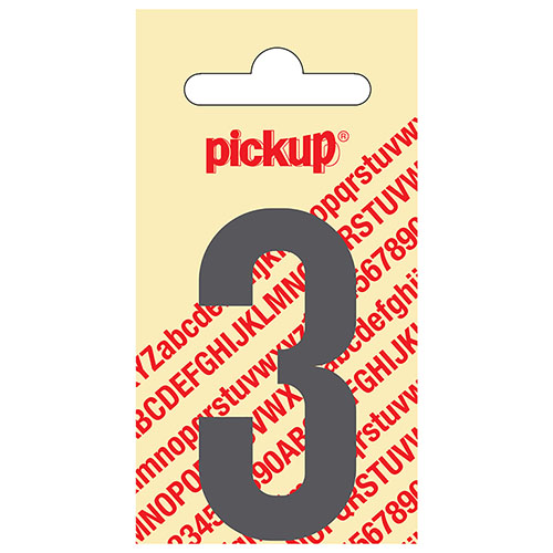 Cijfer 3 Zelfklevend 60mm Grijs