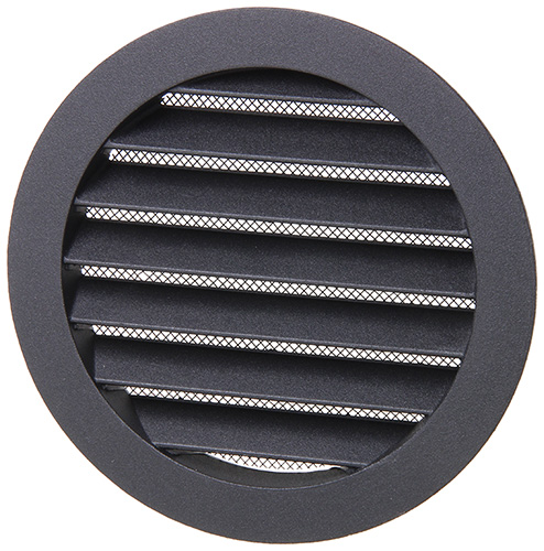 Rond Inbouwrooster Aluminium Ral 9005 Zwart ø 125mm