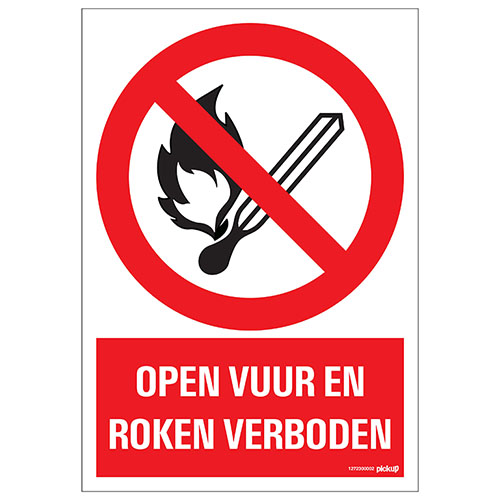 Pictogram 23x33cm ''open Vuur & Roken Verboden''