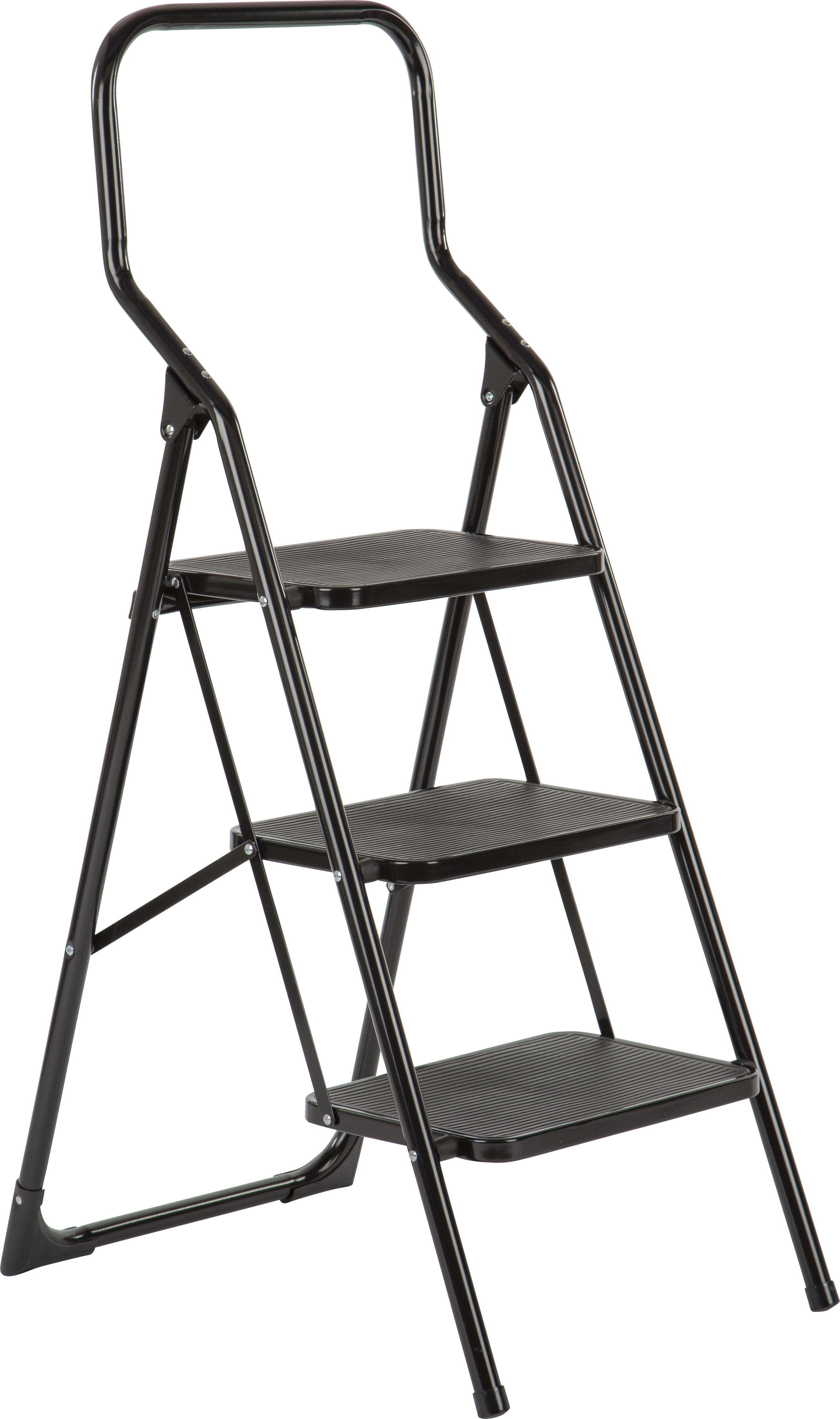 TRAPLADDER MET 3 BREDE TREDEN BIG STEP 3 ZWART