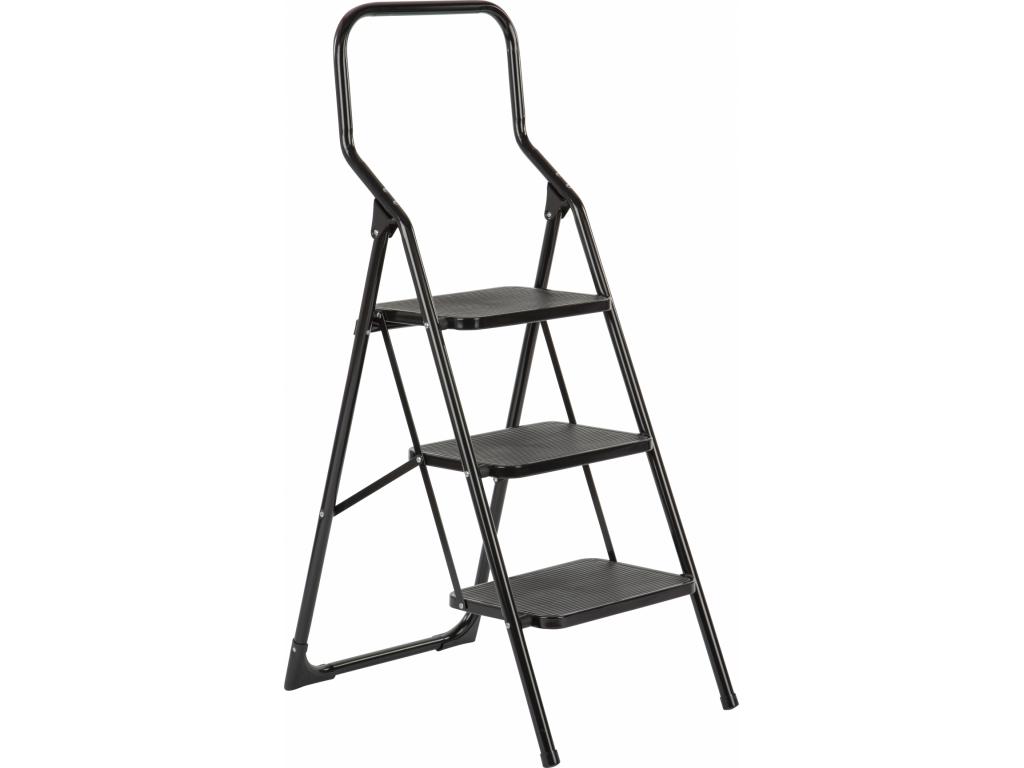 TRAPLADDER MET 3 BREDE TREDEN BIG STEP 3 ZWART