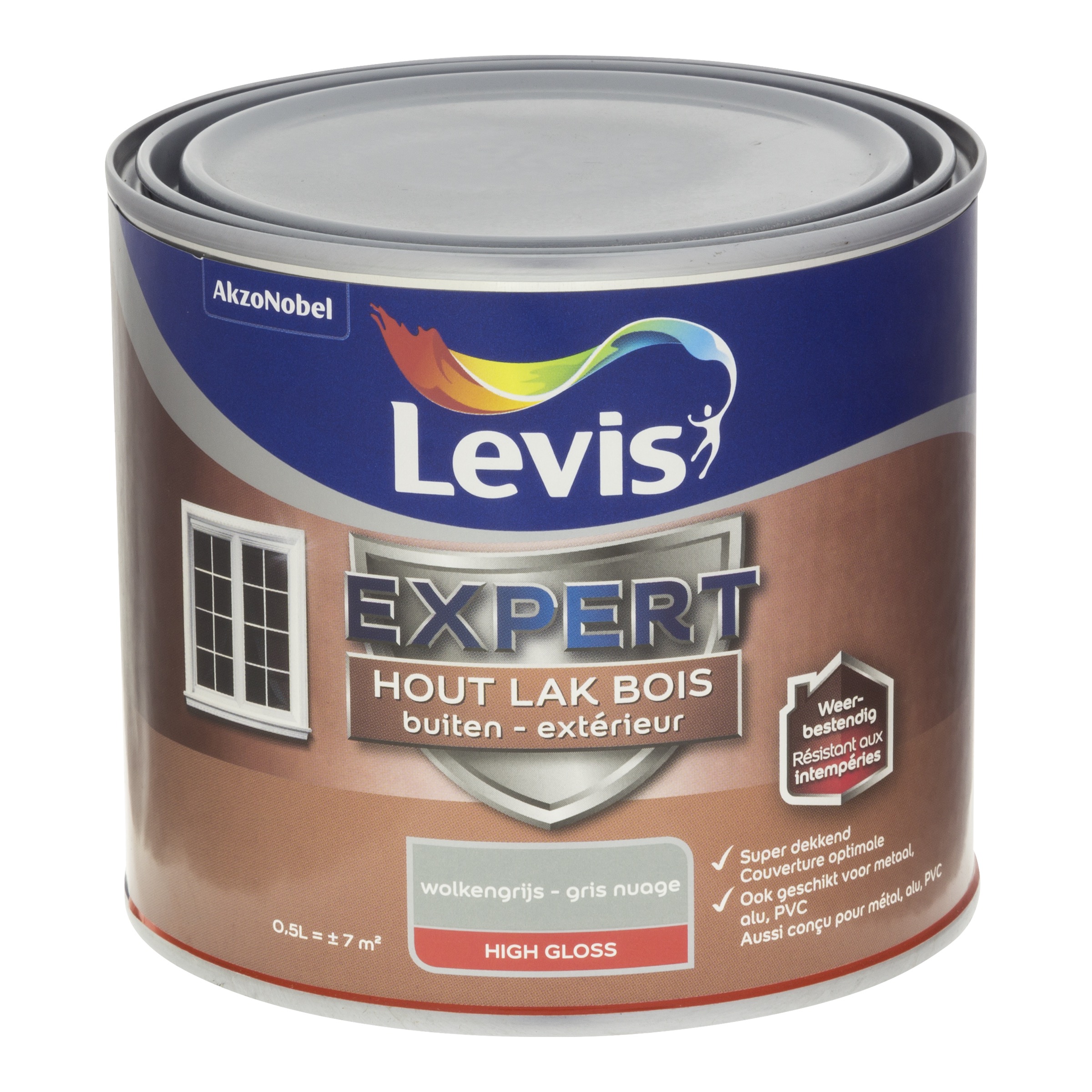 LAK EXPERT HOUT BUITEN HIGH GLOSS WOLKENGRIJS 500 ML