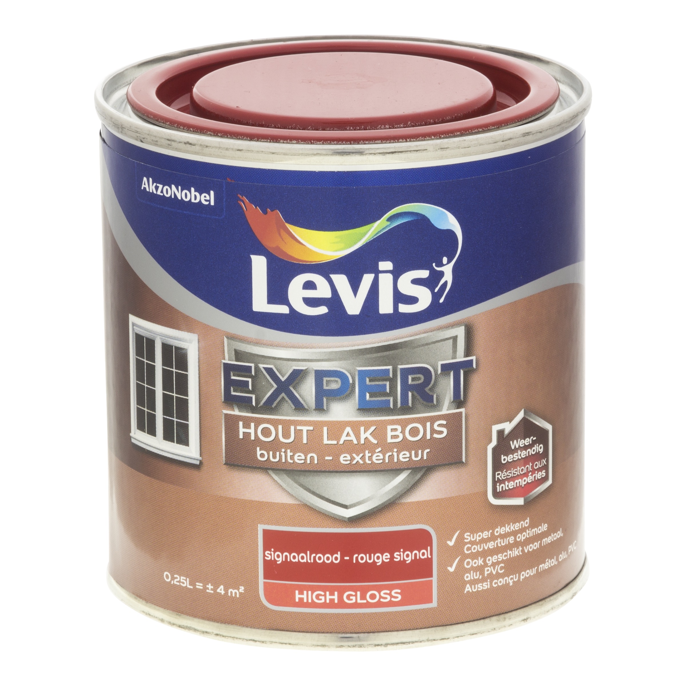 Lak Expert Hout Buiten High Gloss Signaalrood 250 Ml