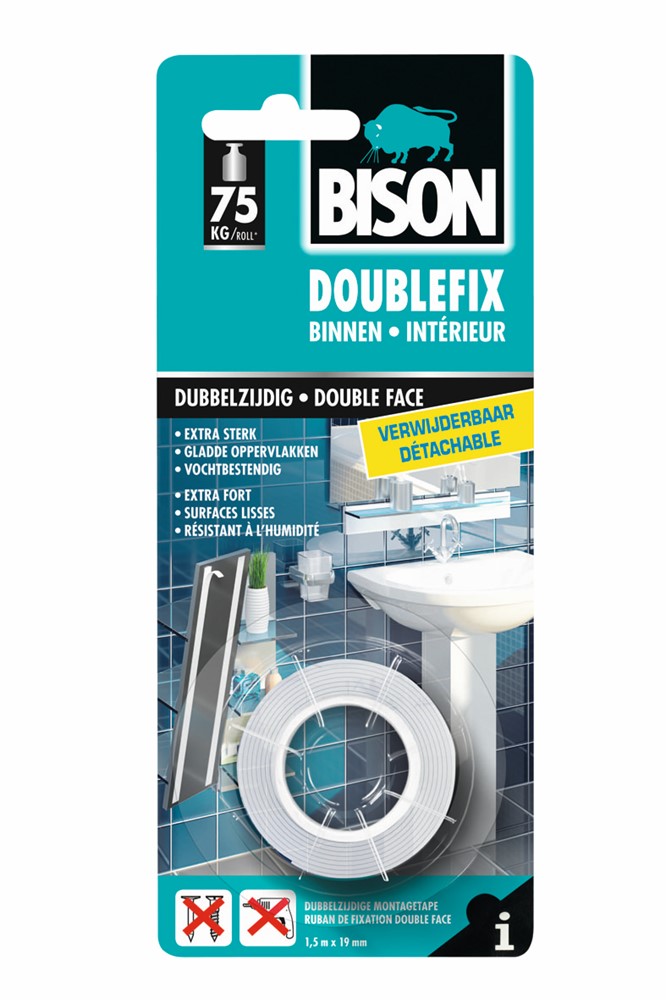 Dubbelzijdige Tape Verwijderbaar 1,5m X 19mm