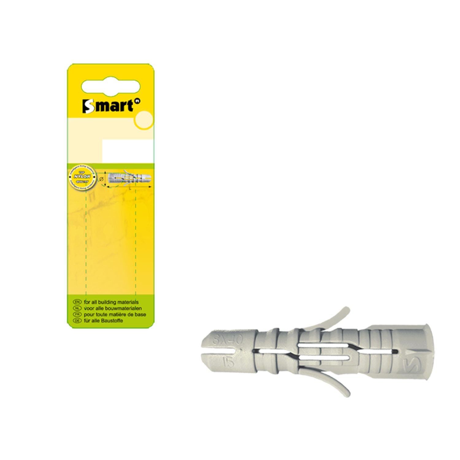 Smart Nylon Plug Met Boord ø6x30 Grijs