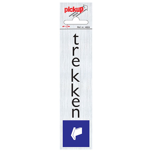 Pictogram Aluminium Look ''trekken'' 16,5x4,4cm Vertikaal