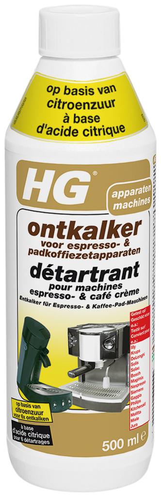 HG DÉTARTRANT POUR MACHINES ESPRESSO- & CAFÉ CRÈME À BASE D’ACIDE CITRIQUE 500ML