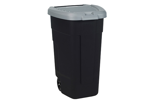 Afvalbak Zwart-steel 110l Verrijdbaar