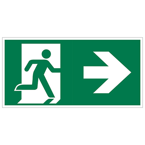 Pictogram 15x30cm Vluchtweg Rechtsaf